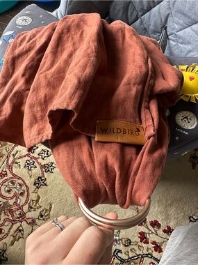 WildBird Burnt Orange Linen Ring Sling with Leather Patch